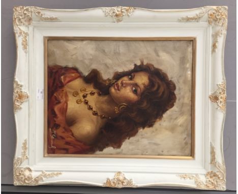 John Strevens (1902-1990): A portrait study, oil on canvas of a lady, signed, 50 x 40 cm