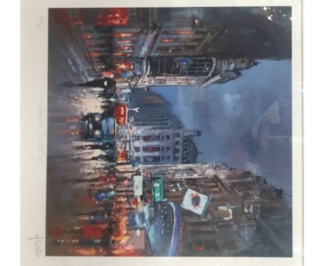 A quantity of pictures to include Hendersen Cisz (b. 1960): Piccadilly, London, limited edition print, hand signed by the art