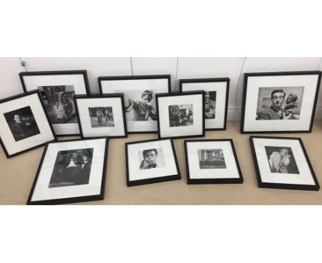 A quantity of iconic portrait photographs to include Michael Caine & other iconic figures, the largest examples approx. 25 x 