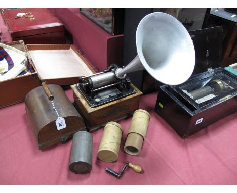 An Early XX Century Edison Bell Gem Phonograph, No. 6173 with New Model reproducer and original spun aluminium witch's hat ho