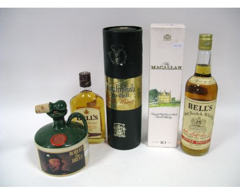 Whisky - The Macallan 10 years Old Scotch Whisky, boxed; Glenfiddich Over 8 Years Scotch Whisky, EMPTY BOTTLE, boxed; Bell's 