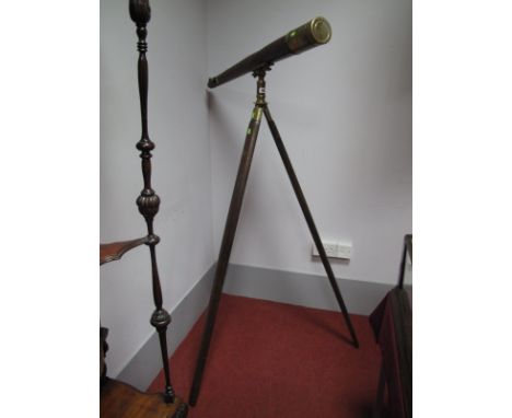 A Large XIX Century Leather Bound Brass Telescope, complete with front lens cover, eye piece and lens overstamped '1297', wit
