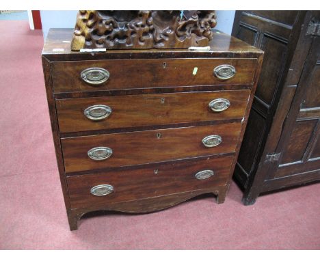 An Early XIX Century Mahogany Caddy Top Chest, with four long drawers on bracket feet, 79cms high, 76cms wide.