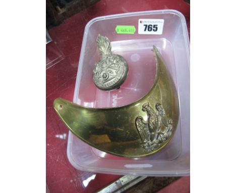 A XIX Century French Military Gorget, of brass crescent form with applied eagle and leather back. A Mid XIX Century Royal Art