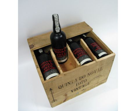 Port - Case of 12 Quinta Do Noval 1970 Vintage Port, bottled in 1972, original wooden case of 12 bottles.