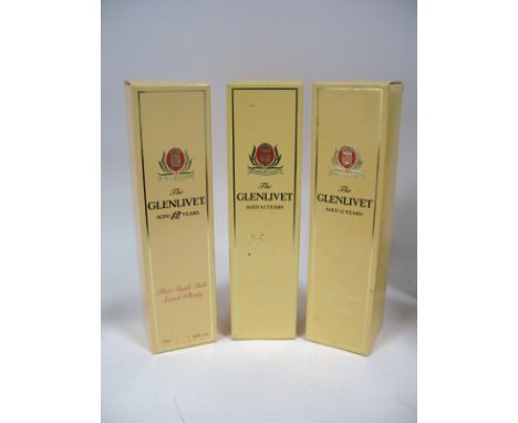 Whisky - The Glenlivet 12 Year Old Scotch Whisky, 3 bottles, boxed.  (3)