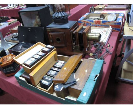 A Late Victorian Mahogany and Brass Mounted Magic Lantern, labelled "The British, J. T. Chapman, Manchester", with original g