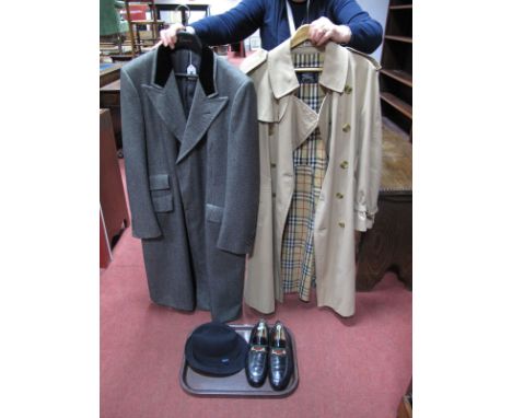 A C.1960's Gents Gucci Grey Wool Tweed Coat, with black velvet collar, double breasted style with two flap pockets to left an