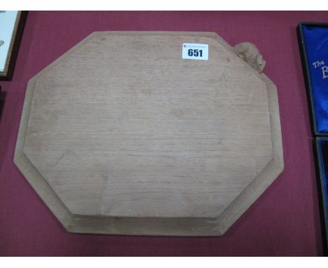 Robert "Mouseman" Thompson of Kilburn Late XX Century Oak Octagonal Bread Board, 31cms diameter.