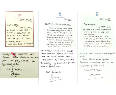 Princess Diana Handwritten And Signed Letter On Monogrammed Kensington Palace Notepaper. Dated 7th December 1992, featuring t