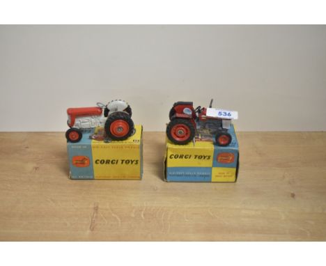 Two Corgi Die-casts, 50 Massey Ferguson 65 Tractor in original box and 66 Massey Ferguson 165 Tractor, repaint to wheel arche