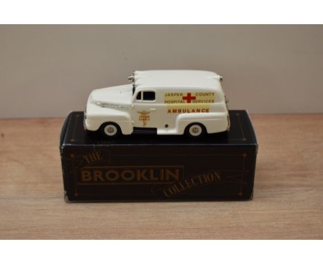 A Brooklin Models The Brooklin Collection 1:43 scale die-cast, BRK 42 1952 Ford F1 Ambulance Jasper County, by permission of 