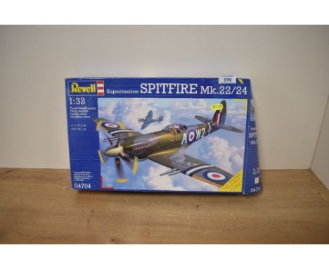 A Revell 1:32 scale plastic kit, Supermarine Spitfire Mk.22/24, appears unmade in original box