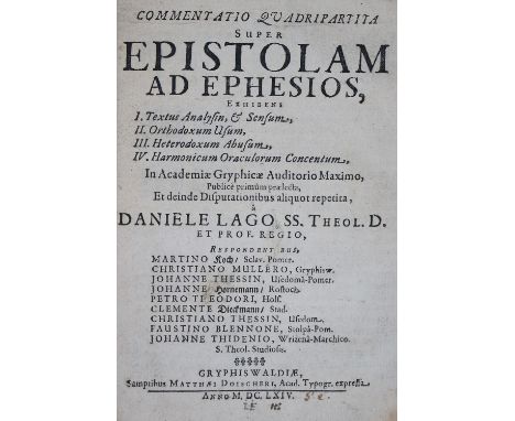 Lagus,D.: Commentatio quadripartita super epistolam ad Ephesos, exhibens I. Textus Analysis, &amp; Sensum, II. Orthodoxum Usu