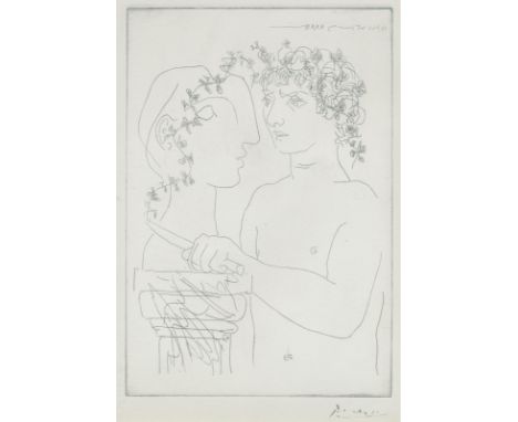 Picasso, Pablo: (1881 Malaga - Mougins 1973). Jeune sculpteur finissant un platre. Orig.-Radierung. Signiert. In der Platte d