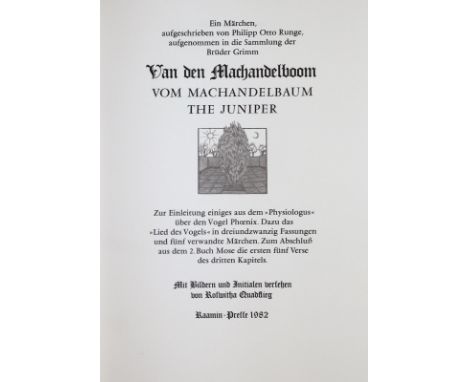 Runge,P.O.: Van den Machandelboom. Vom Machandelbaum. The Juniper. Ein Märchen. Hamburg, Raamin-Presse 1982. Fol. XXXXI (7) S