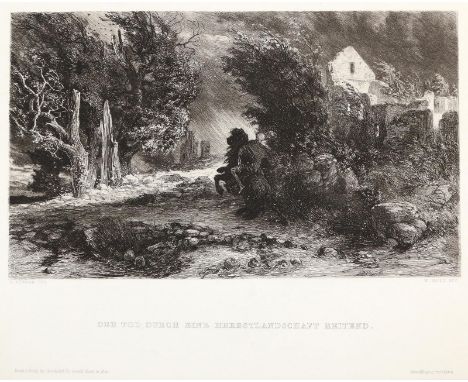 Konvolut: von 26 Bll. Kohlezeichnung, Radierung, Lithographie, Heliogravure, Holzschnitt. 19./20. Jhdt. Versch. Formate. Meis