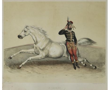 Album der Reitkünstler.: J.Lejars. Kolor. Lithographie (von Carl Goebel) bei Trentsensky, Wien 1845. 42 x 52,5, Blgr. 58 x 73
