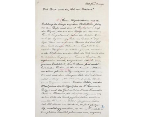 Feuchtmayr,K.: Dirk Bouts und die "Perle von Brabant". Manuskript. Deutsche Handschrift auf Papier v. Karl Feuchtmayr, 20. Jh
