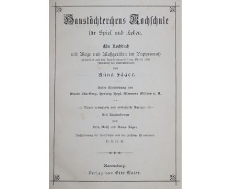 Puppenkochbücher.: Sammlung von 8 Puppenkochbüchern, versch. Formate u. Einbde.  ╔Enthält:╗ Natalie,M. Allerliebstes Puppen-K