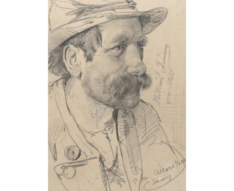 Allers, Christian Wilhelm: (1857 Hamburg - Karlsruhe 1915). Portrait des Nicklaus Brunner (?) von Mils (wohl Signatur) mit Hu