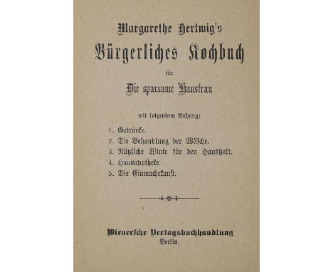 Sammlung: von 8 Kochbüchern, versch. Formate u. Einbde.  ╔Enthält:╗ Natzmer,A.v. Illustr. Germania-Kochbuch. Ffo., Andres (18