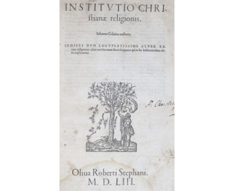 Calvin,J.: Institutio christianae religionis. Indices duo... (Genf), R. Stephanus 1553. Fol. Mit Holzschn.-Druckermarke a.T. 