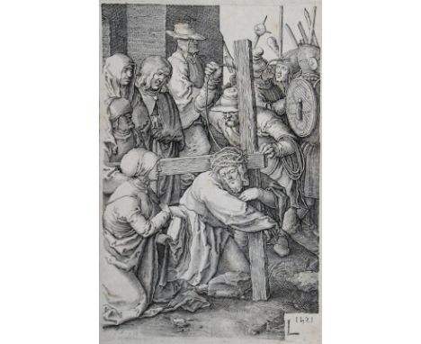 Leyden, Lucas van: (1494 Leiden 1533). Kreuztragung Christi, Kupferstich, in Platte monogr. und dat. 1521. 11,6 x 7,7 cm, Bla