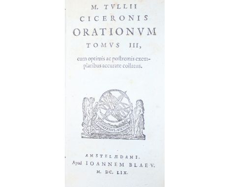 Cicero,M.T.: Opera, cum optimis exemplaribus accurate collata. 10 Bde. Amsterdam, Blaeu 1658-59. Kl.8°. Mit 1 Kupfertitel u. 