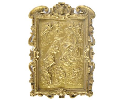 Sansovino, Jacobo, nach.: Die Institution des Rosenkranzes.1585 - 1595. Italien. Bronzerelief ende 18./19. Jhdt. 18,5 x 12,5 