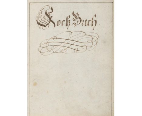 Kochbuch: "Koch-Buch" Deutsche Handschrift auf Papier. Wohl Österreich, Ende 18. Jhdt. 4º. Mit kalligrafiertem Titel und kall