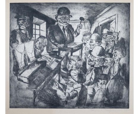 Kretzschmar, Bernhard: (1889 Döbeln - Dresden 1972). Auktion. Radierung auf festem chamoisfarbenem Velin, (19)20. 34,7 x 39,7