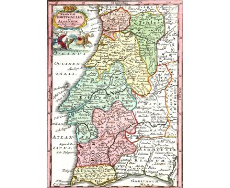 Portugal.: Regnum Portugalliae et Algarbiae...  ╔Dabei:╗ Lissabon... - Die Süd=West Cüste von Gallicien. 3 teil- o. grenzkolo