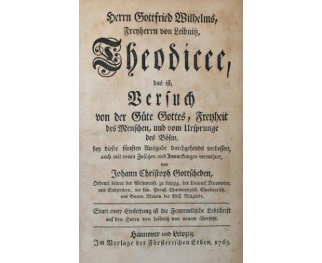 Leibniz,G.W.v.: Theodicee, das ist, Versuch von der Güte Gottes, Freyheit des Menschen, und vom Ursprung des Bösen. 5. von J.