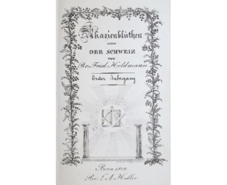 Heldmann,F.: Akazienblüthen aus der Schweiz. Jg. 1 (= alles Erschienene). Bern, Haller 1819. 12°. Mit lithogr. Titel u. 5 gef