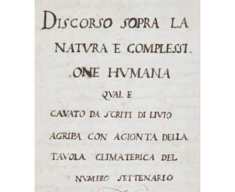 Sammelband: mit 5 Schriften astrologischer u. geschichtlicher Texte des 16.-17. Jh. Ital. Handschriften auf Papier, 2. H. 17.
