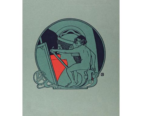 Moser, Koloman: (1868 Wien 1918). Signet der Gesellschaft für Vervielfältigende Kunst. Farblithographie auf grünem Papier, um