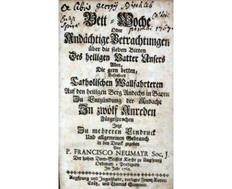 Konvolut: von 7 Schriften Theologie, meist 18. Jh. Versch. Formate u. Einbde.  ╔Enthält:╗ Fasciculus mariani amoris... Graz 1