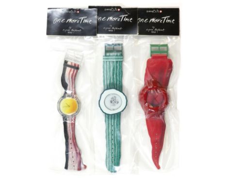 Swatch by Alfred Hofkunst: u. weitere. Sammlung von 9 Swatch-Uhren in Original Verpackungen. Dabei die gesuchten Drei Gemüseu