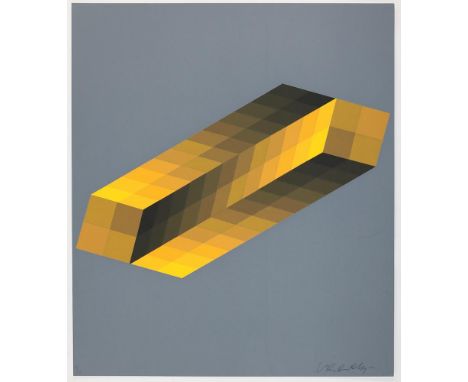 Vasarely, Victor von: (1908 Pecs - Paris 1997). Tridim T. Farbserigraphie. Blgr. 46 x 40 cm. Signiert. - Nr. 19 von 138 Ex.  