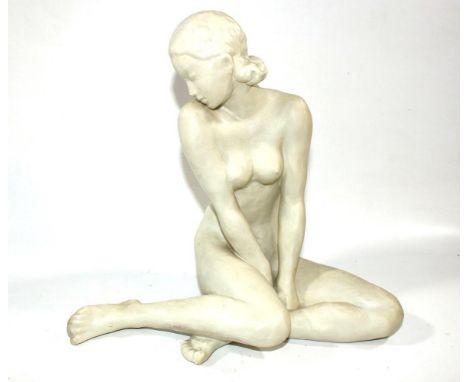 Klimsch, Fritz.: Fritz (1870 Frankfurt a. M. - Freiburg 1960). Aktfigur "Kauernde" Entwurf 1937. Ausformung 1940. Bodenmarke 