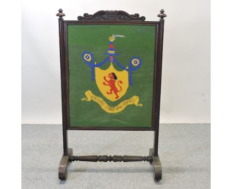 A William IV mahogany fire screen, with a tapestry panel, 79cm