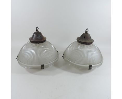 A pair of early 20th century glass light shades