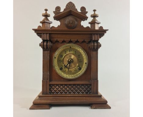 An American Ansonia bracket clock, with an eight day movement, 38cm high