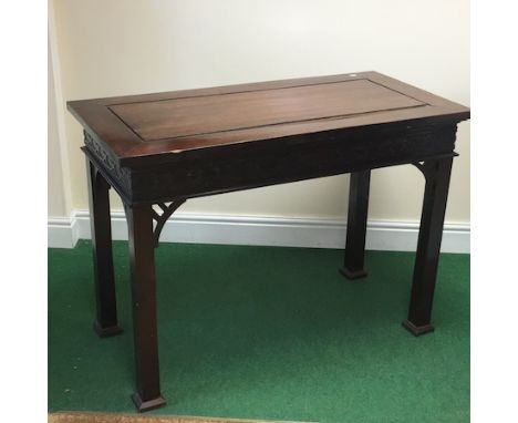 An 18th century style hardwood Chinese Chippendale style side table, 121cm