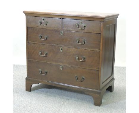An George III century oak chest, on bracket feet, 98cm