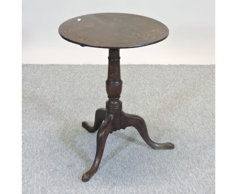 A 19th century oak occasional table, on a tripod base, 48cm