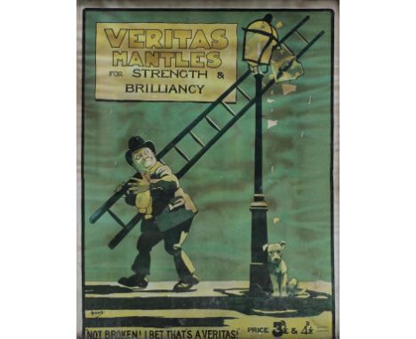 VINTAGE ADVERTISING. JOHN HASSALL, VERITAS MANTLES FOR STRENGTH AND BRILLIANCY, LITHOGRAPH ON PAPER, 46 X 36.5CM