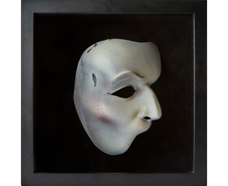 THE PHANTOM OF THE OPERAA Broadway Stage Worn Phantom's Mask. Mounted in a black shadowbox frame. This mask stage worn in a l