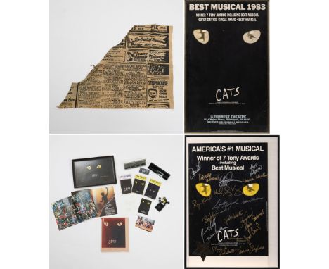 CATSA stage-used newspaper and much promotional material from Cats. Includes a stage-used fabric newspaper used as part of th